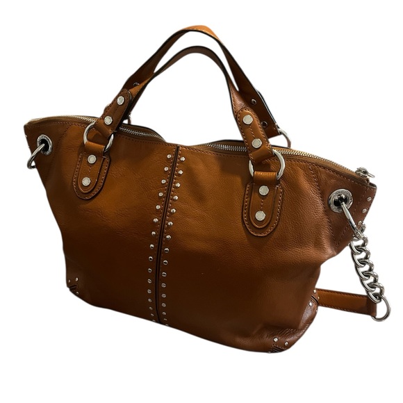 Michael Kors Vintage Brown Leather Chain Strap Satchel Shoulder Bag - EUC